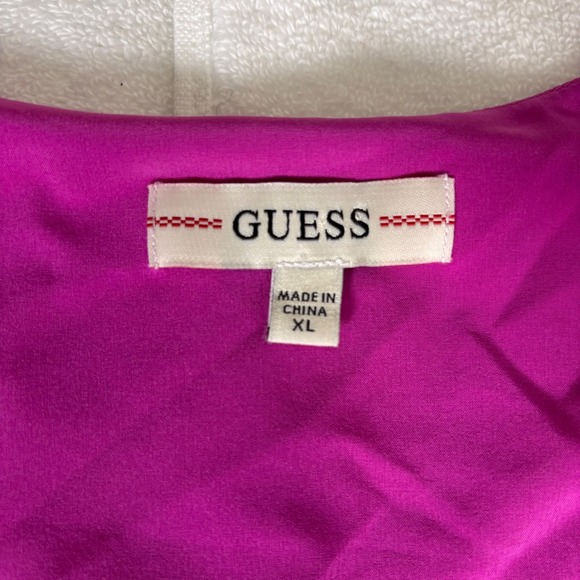 GUESS Midi Wrap Dress Womens XL Magenta Paisley Print Long Sleeve Western Boho - Picture 3 of 16